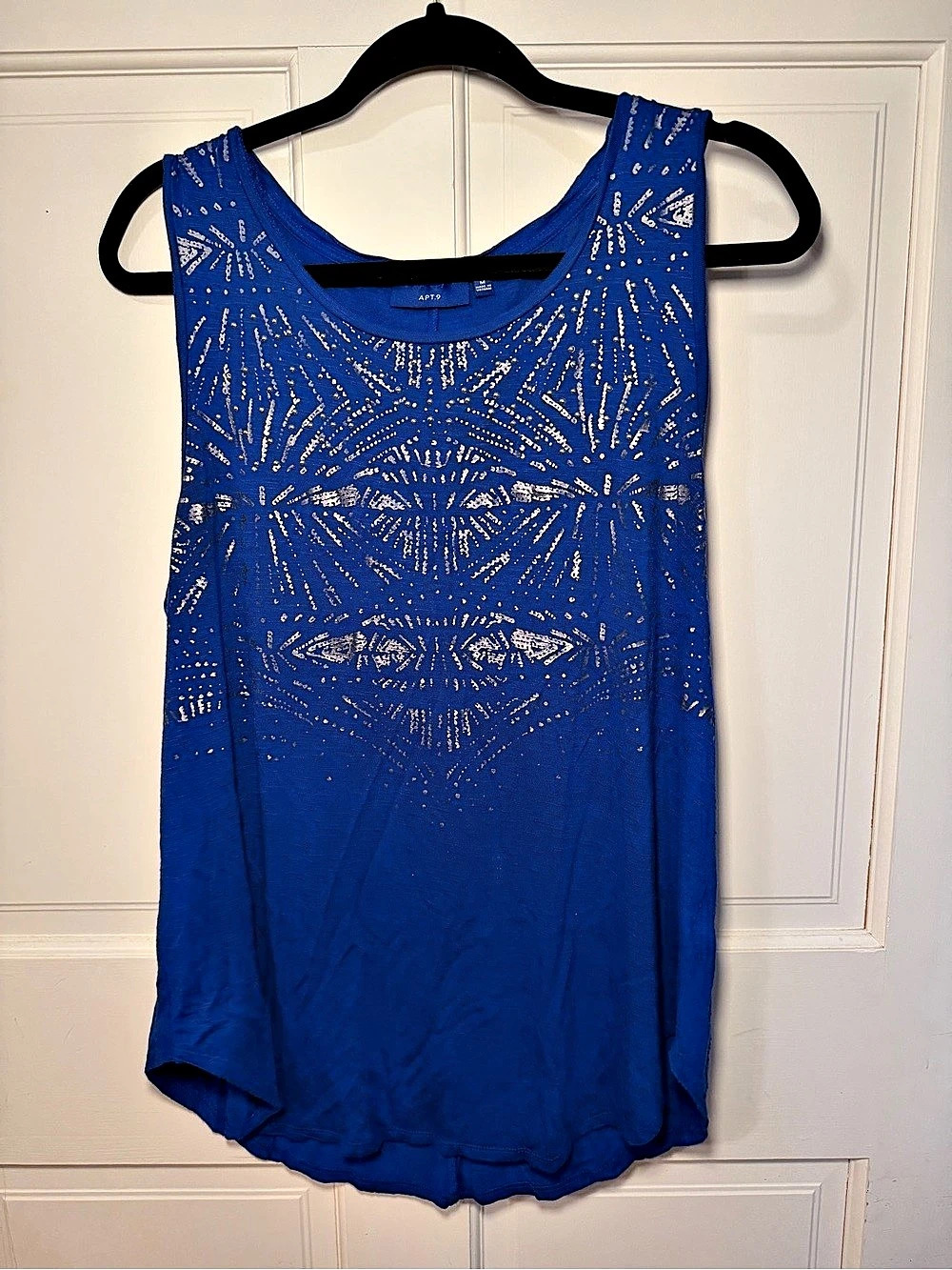 APT 9 Blue Embellished Tank Top Size Medium